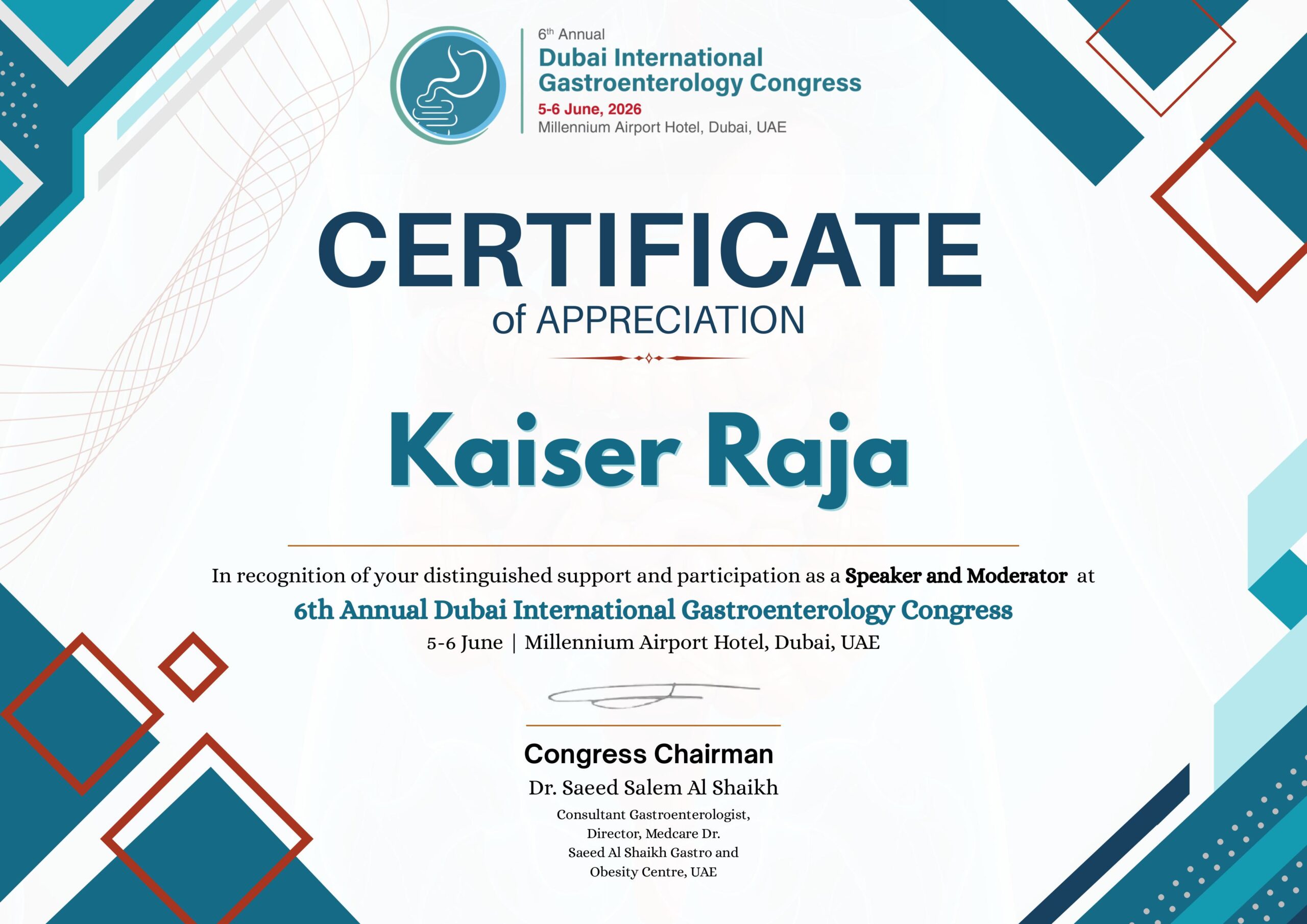 6th Annual Dubai International Gastroenterology Congress.